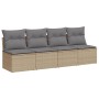 Sofá de jardín de 4 plazas con cojines ratán sintético beige de , Sofás de exterior - Ref: Foro24-366089, Precio: 203,91 €, D...