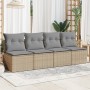 Sofá de jardín de 4 plazas con cojines ratán sintético beige de , Sofás de exterior - Ref: Foro24-366089, Precio: 203,91 €, D...