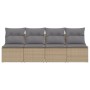 Sofá de jardín de 4 plazas con cojines ratán sintético beige de , Sofás de exterior - Ref: Foro24-366089, Precio: 203,91 €, D...
