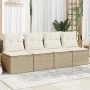 Sofá de jardín de 4 plazas con cojines ratán sintético beige by , Outdoor sofas - Ref: Foro24-366054, Price: 236,83 €, Discou...