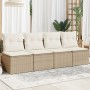 Sofá de jardín de 4 plazas con cojines ratán sintético beige de , Sofás de exterior - Ref: Foro24-366054, Precio: 223,52 €, D...