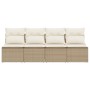 Sofá de jardín de 4 plazas con cojines ratán sintético beige de , Sofás de exterior - Ref: Foro24-366054, Precio: 223,52 €, D...