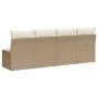 Sofá de jardín de 4 plazas con cojines ratán sintético beige by , Outdoor sofas - Ref: Foro24-366054, Price: 236,83 €, Discou...