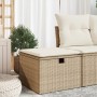 Taburete de jardín con cojín ratán sintético beige 55x55x37cm de , Otomanas de exterior - Ref: Foro24-366056, Precio: 73,53 €...