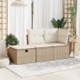 Taburete de jardín con cojín ratán sintético beige 55x55x37cm de , Otomanas de exterior - Ref: Foro24-366056, Precio: 73,53 €...