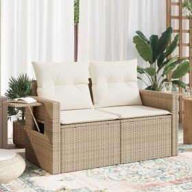 Sofá de jardín con cojines de 2 plazas ratán sintético beige de , Sofás de exterior - Ref: Foro24-366061, Precio: 168,15 €, D...