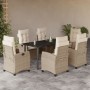 Set comedor de jardín 7 pzas con cojines ratán sintético beige en Conjuntos de jardín | Comprar online en Foru.es