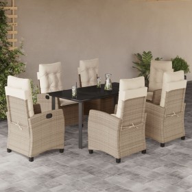 Set comedor de jardín 7 pzas con cojines ratán sintético beige en Conjuntos de jardín | Comprar online en Foru.es