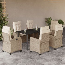 Set comedor de jardín 7 pzas con cojines ratán sintético beige en Conjuntos de jardín | Comprar online en Foru.es