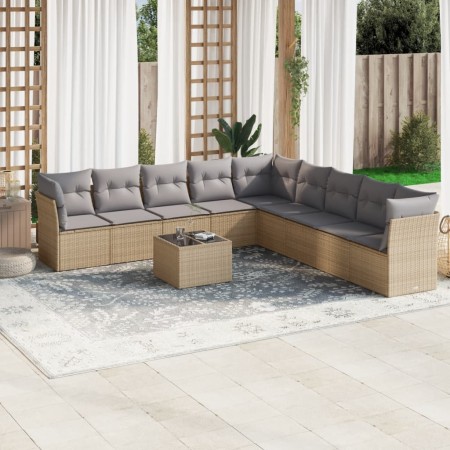 Juego de sofás jardín con cojines beige 10 pzas ratán sintético de , Conjuntos de jardín - Ref: Foro24-3217789, Precio: 608,3...
