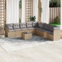 Juego de sofás jardín con cojines beige 10 pzas ratán sintético de , Conjuntos de jardín - Ref: Foro24-3217789, Precio: 608,3...