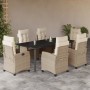 Set comedor de jardín 7 pzas con cojines ratán sintético beige en Conjuntos de jardín | Comprar online en Foru.es