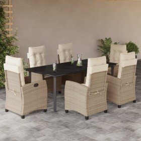 Set comedor de jardín 7 pzas con cojines ratán sintético beige en Conjuntos de jardín | Comprar online en Foru.es