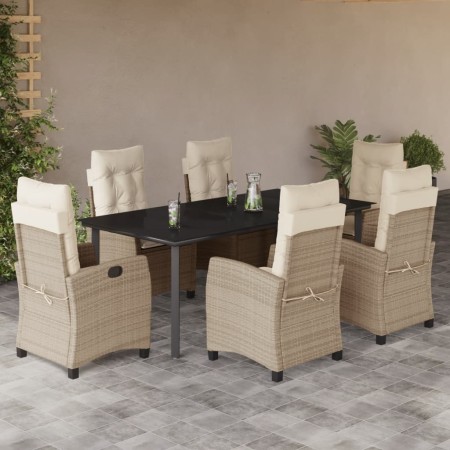Set comedor de jardín 7 pzas con cojines ratán sintético beige en Conjuntos de jardín | Comprar online en Foru.es
