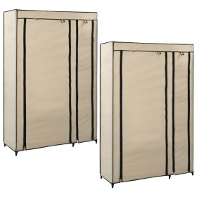Armarios plegables 2 unidades de tela color crema 110x45x175 cm de vidaXL, Armarios roperos - Ref: Foro24-282424, Precio: 81,...