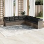 Set de muebles de jardín 9 pzas y cojines ratán sintético gris de , Conjuntos de jardín - Ref: Foro24-3217780, Precio: 524,52...