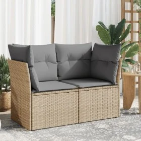 Sofá de jardín con cojines de 2 plazas ratán sintético beige de , Sofás de exterior - Ref: Foro24-366087, Precio: 136,83 €, D...