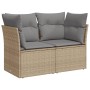 Sofá de jardín con cojines de 2 plazas ratán sintético beige de , Sofás de exterior - Ref: Foro24-366087, Precio: 140,59 €, D...