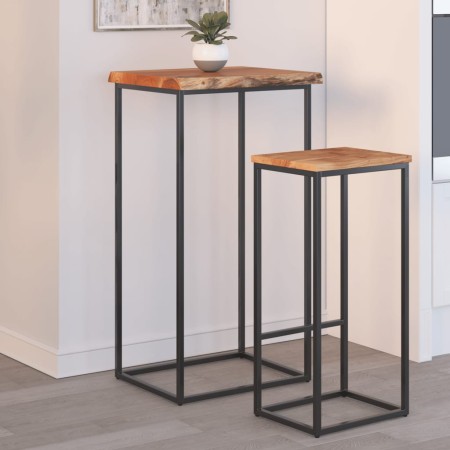 Mesa auxiliar madera maciza acacia borde natural 40x40x2,5 cm de , Mesas auxiliares - Ref: Foro24-370606, Precio: 29,16 €, De...