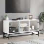 Mueble de TV con puertas de vidrio blanco 102x37x50 cm de , Muebles TV - Ref: Foro24-836532, Precio: 49,85 €, Descuento: %