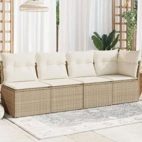 4-seater garden sofa with beige synthetic rattan cushions by , Outdoor sofas - Ref: Foro24-366053, Price: 253,27 €, Discount: %