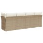 Sofá de jardín de 4 plazas con cojines ratán sintético beige de , Sofás de exterior - Ref: Foro24-366053, Precio: 243,88 €, D...