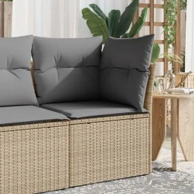 Sofá de jardín sin reposabrazos con cojines ratán PE beige de , Sofás de exterior - Ref: Foro24-366100, Precio: 59,59 €, Desc...