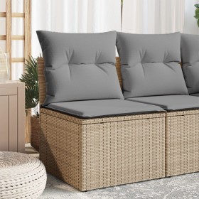 Sofá de jardín sin reposabrazos con cojines ratán PE beige de , Sofás de exterior - Ref: Foro24-366085, Precio: 60,72 €, Desc...