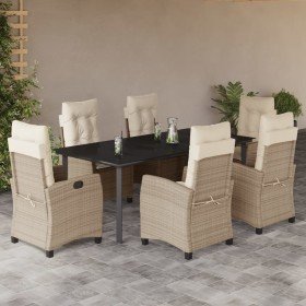 Set comedor de jardín 7 pzas con cojines ratán sintético beige en Conjuntos de jardín | Comprar online en Foru.es