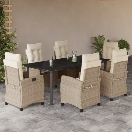 Set comedor de jardín 7 pzas con cojines ratán sintético beige en Conjuntos de jardín | Comprar online en Foru.es
