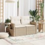 Sofá de jardín con cojines de 2 plazas ratán sintético beige de , Sofás de exterior - Ref: Foro24-366079, Precio: 193,93 €, D...