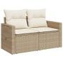 Sofá de jardín con cojines de 2 plazas ratán sintético beige de , Sofás de exterior - Ref: Foro24-366079, Precio: 193,93 €, D...