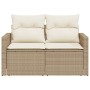 Sofá de jardín con cojines de 2 plazas ratán sintético beige de , Sofás de exterior - Ref: Foro24-366079, Precio: 193,93 €, D...
