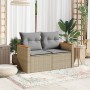 Sofá de jardín con cojines de 2 plazas ratán sintético beige de , Sofás de exterior - Ref: Foro24-366109, Precio: 159,79 €, D...
