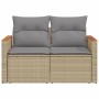 Sofá de jardín con cojines de 2 plazas ratán sintético beige de , Sofás de exterior - Ref: Foro24-366109, Precio: 159,79 €, D...