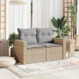 Sofá de jardín con cojines de 2 plazas ratán sintético beige de , Sofás de exterior - Ref: Foro24-366093, Precio: 155,78 €, D...