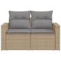 Sofá de jardín con cojines de 2 plazas ratán sintético beige de , Sofás de exterior - Ref: Foro24-366093, Precio: 155,78 €, D...