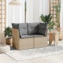 Sofá de jardín con cojines de 2 plazas ratán sintético beige de , Sofás de exterior - Ref: Foro24-366102, Precio: 157,13 €, D...