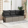 Sofá de jardín sin reposabrazos con cojines ratán PE gris de , Sofás de exterior - Ref: Foro24-366135, Precio: 61,81 €, Descu...