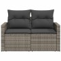 Sofá de jardín con cojines 2 plazas ratán sintético gris de , Sofás de exterior - Ref: Foro24-366123, Precio: 158,44 €, Descu...