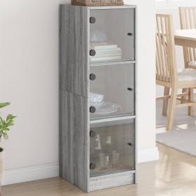 Aparador con puertas de vidrio gris Sonoma 35x37x109 cm de , Aparadores - Ref: Foro24-836390, Precio: 83,84 €, Descuento: %