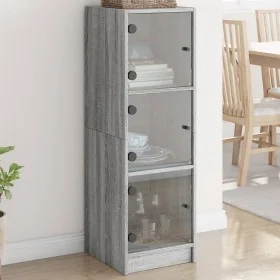 Sideboard mit Glastüren in Sonoma-Grau, 35 x 37 x 109 cm von , Sideboards - Ref: Foro24-836390, Preis: 82,53 €, Rabatt: %