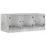 Mesa de centro con puertas de vidrio grs hormigón 102x50x42 cm de , Mesas de centro - Ref: Foro24-836416, Precio: 77,80 €, De...