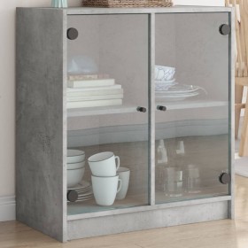 Armario auxiliar puertas de vidrio gris hormigón 68x37x75,5 cm de , Aparadores - Ref: Foro24-836423, Precio: 69,53 €, Descuen...