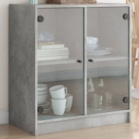 Auxiliary cupboard with concrete gray glass doors 68x37x75.5 cm by , Sideboards - Ref: Foro24-836423, Price: 68,70 €, Discoun...