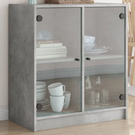 Armario auxiliar puertas de vidrio gris hormigón 68x37x75,5 cm de , Aparadores - Ref: Foro24-836423, Precio: 68,70 €, Descuen...