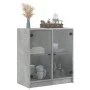 Armario auxiliar puertas de vidrio gris hormigón 68x37x75,5 cm de , Aparadores - Ref: Foro24-836423, Precio: 68,70 €, Descuen...