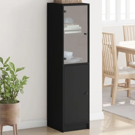 Aparador con puerta de vidrio negro 35x37x142 cm de , Aparadores - Ref: Foro24-836442, Precio: 88,15 €, Descuento: %