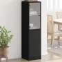 Aparador con puerta de vidrio negro 35x37x142 cm de , Aparadores - Ref: Foro24-836442, Precio: 88,15 €, Descuento: %