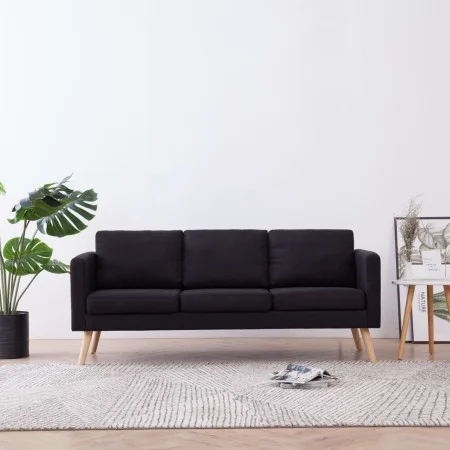 Sofá de 3 plazas de tela negro by vidaXL, Sofas - Ref: Foro24-281360, Price: 338,97 €, Discount: %
